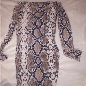Off the shoulder snake skin dress